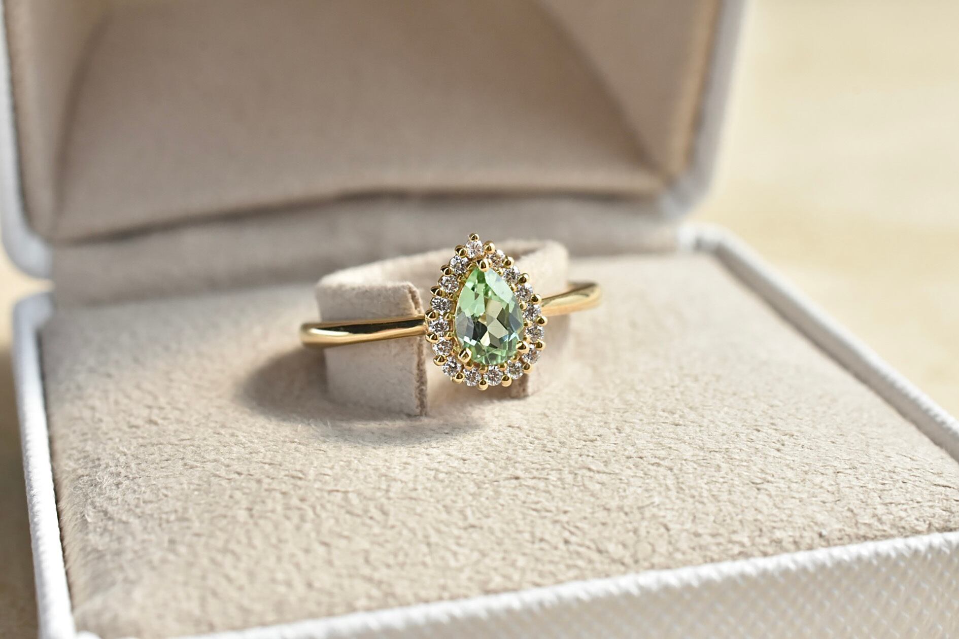 ミントカラートルマリン リング 0.4ct / K18YG