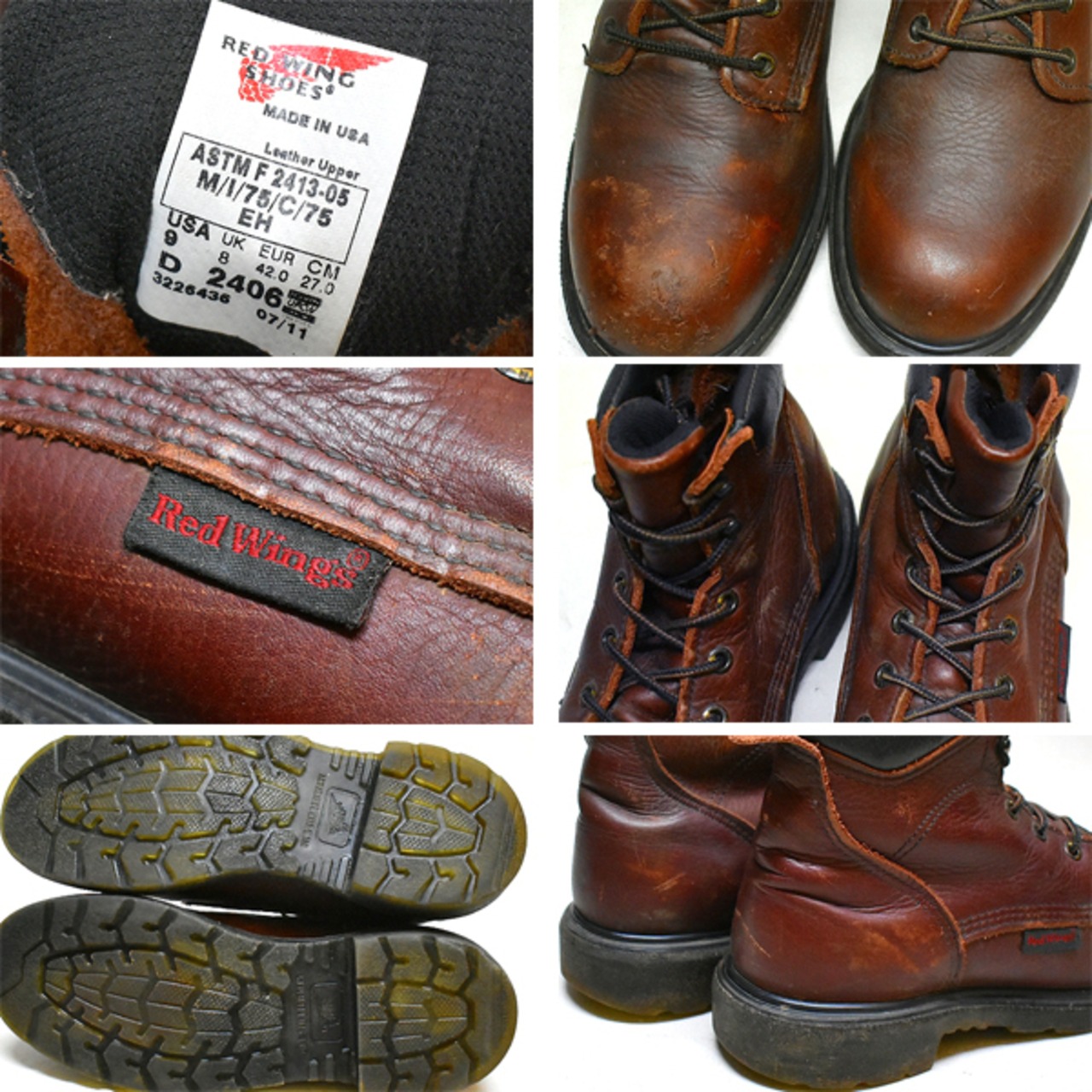 Red Wing ワークブーツ 8.5 ひっかえし 茶色