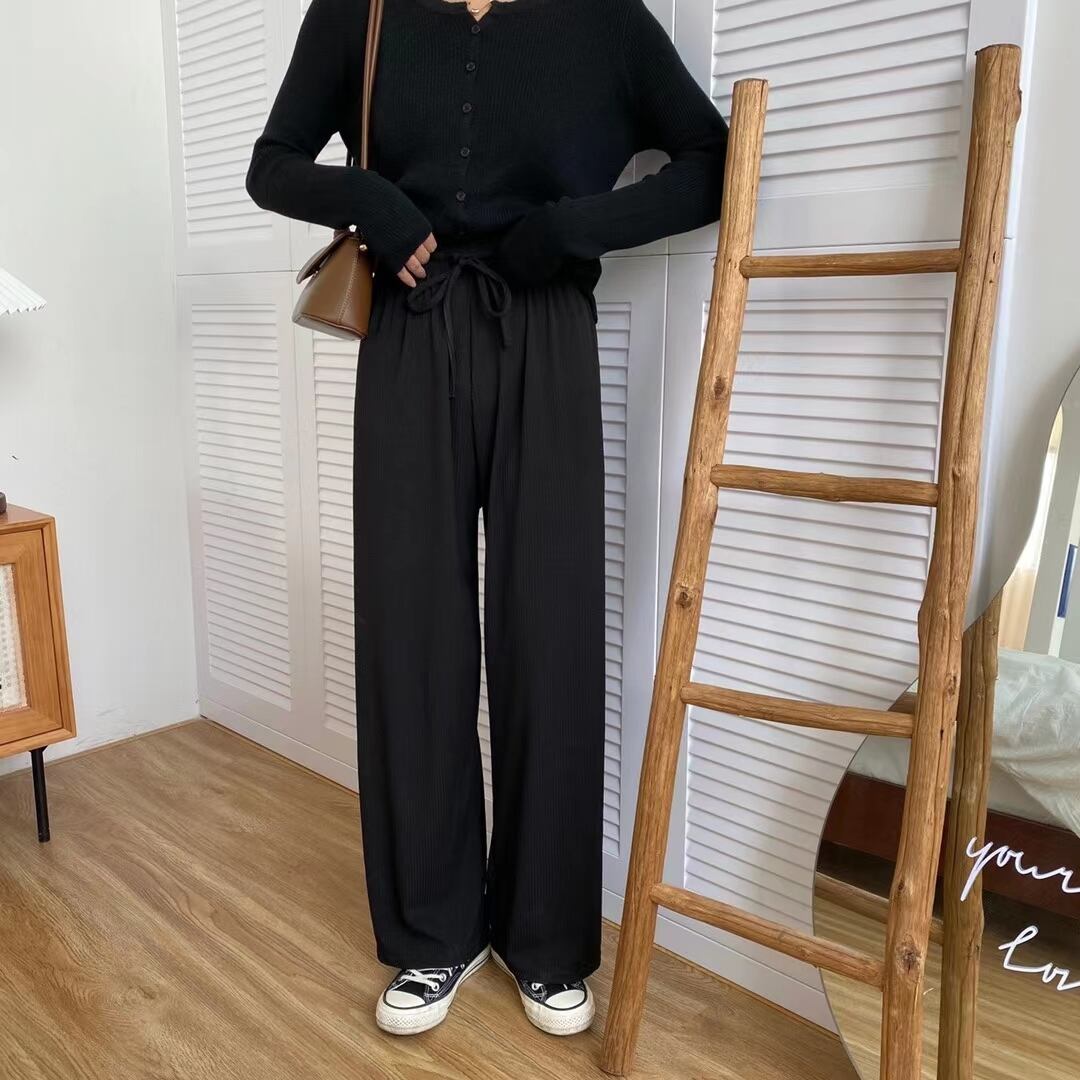 ウエストゴム　リブワイドパンツ　AJ205-614