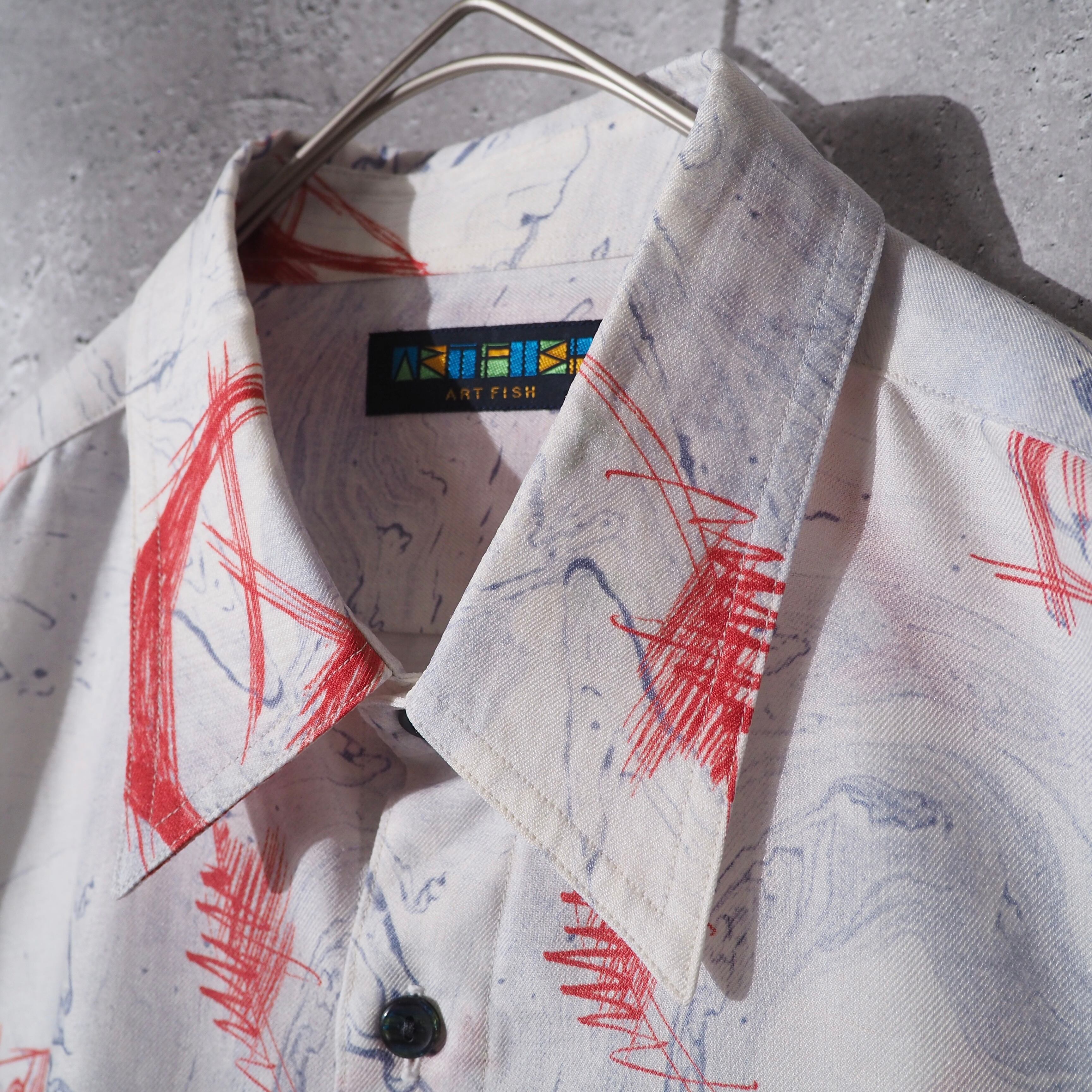 1990s Contemporary art printed box silhouette shirt