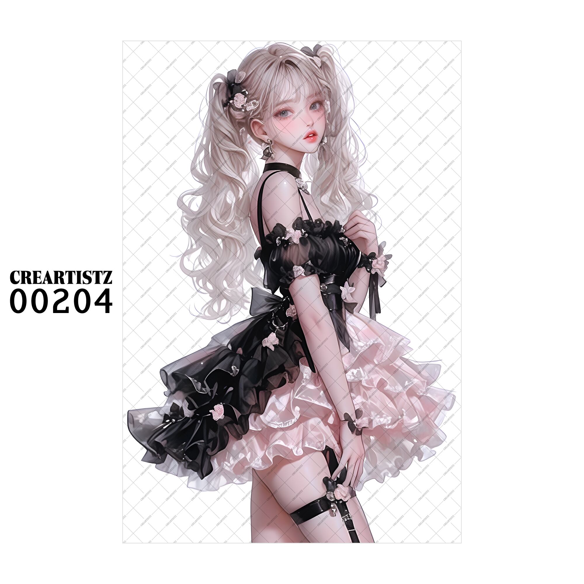 00204 ガール キュート オリジナル ペーパー/ステッカー 4枚セット CREARTISTZ