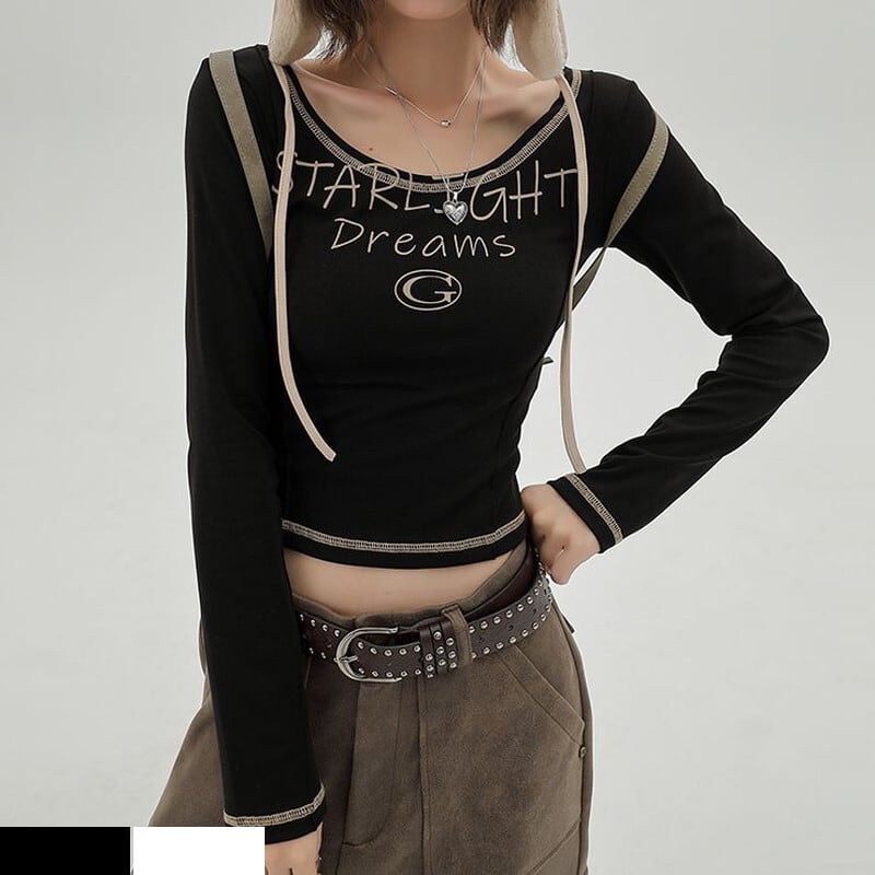全2色 Tシャツ クロップド丈 Uネック スリムフィット トップス