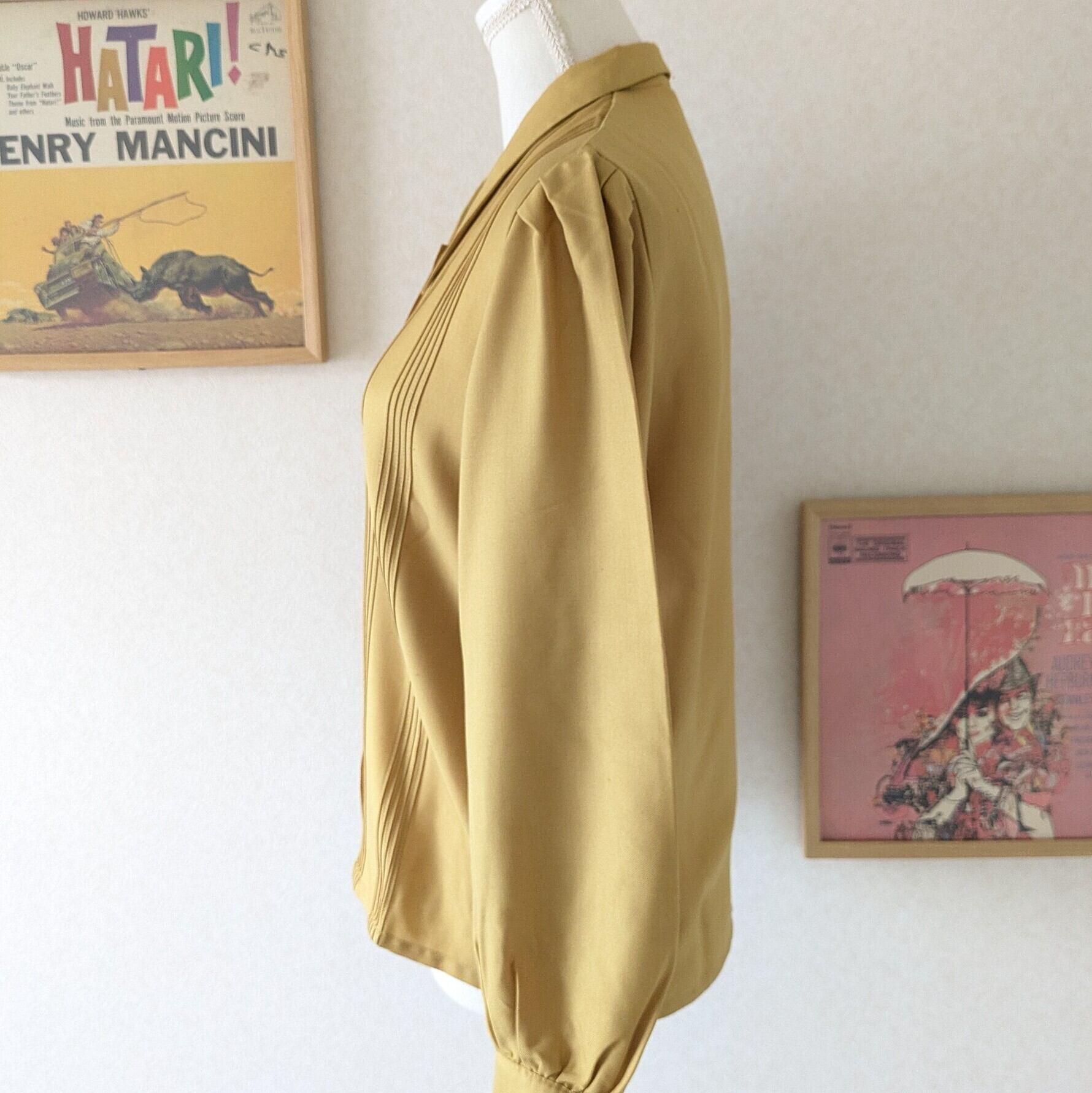 昭和レトロ】タック入りブラウス マスタード サイズM程度 レディース