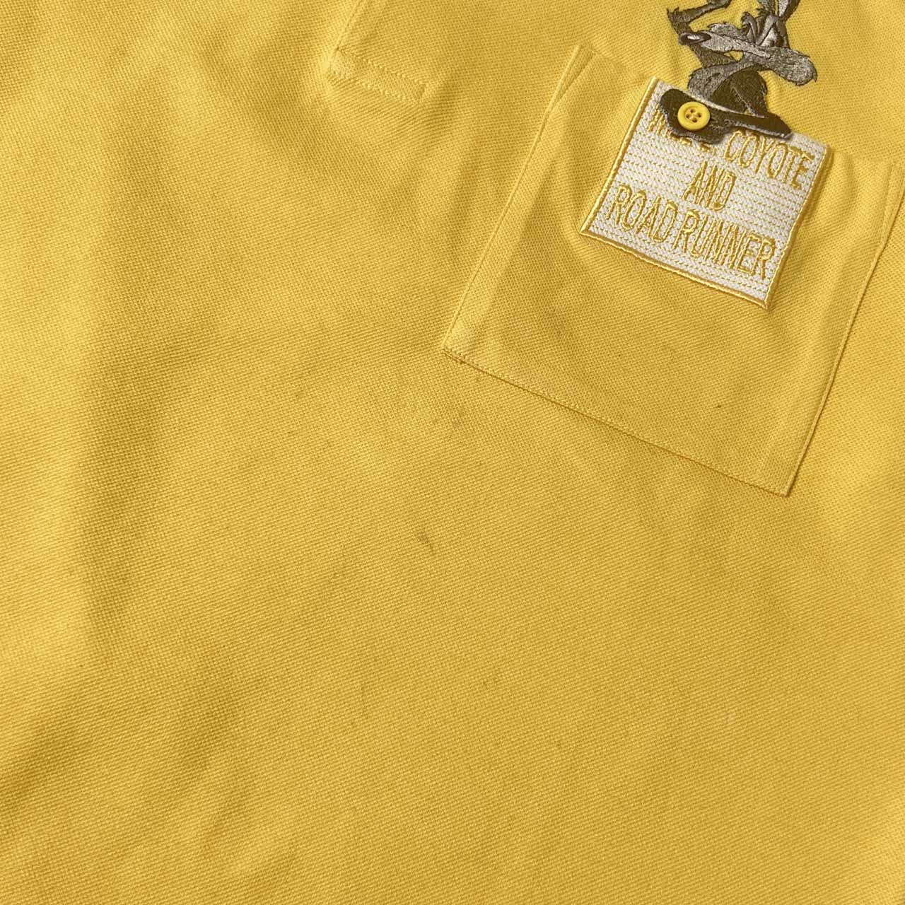 GREEN CLUBS グリーンクラブ ワーナーコラボ 刺繍 鹿の子 半袖 ポロシャツ 3/イエロー メンズ ゴルフ