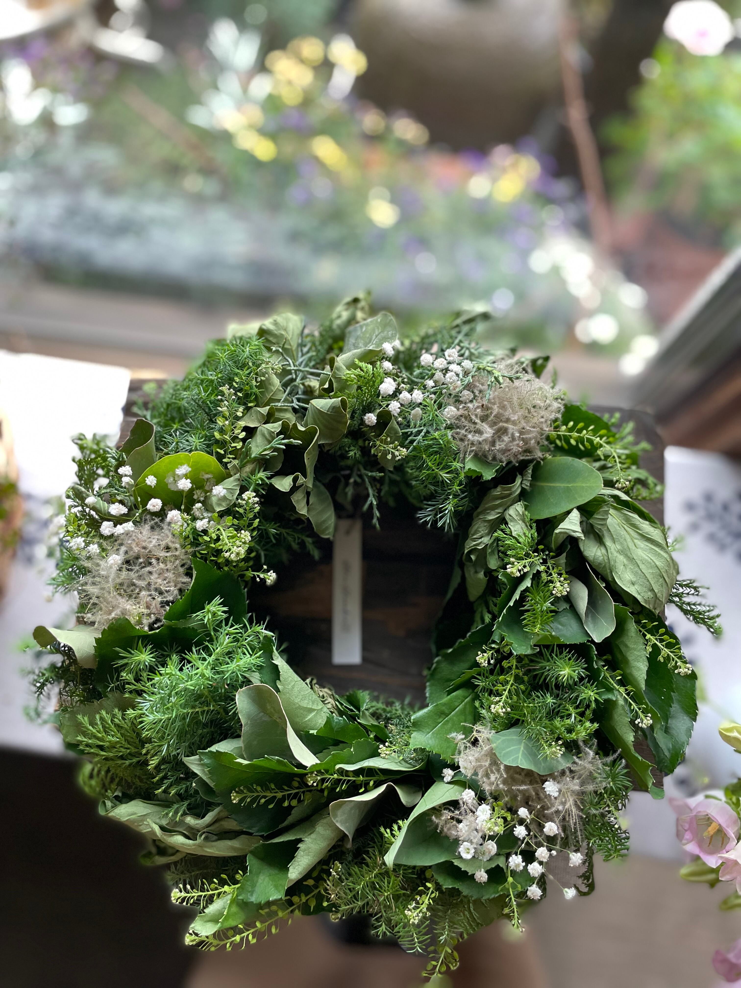 夏の花畑のリース ドライフラワー