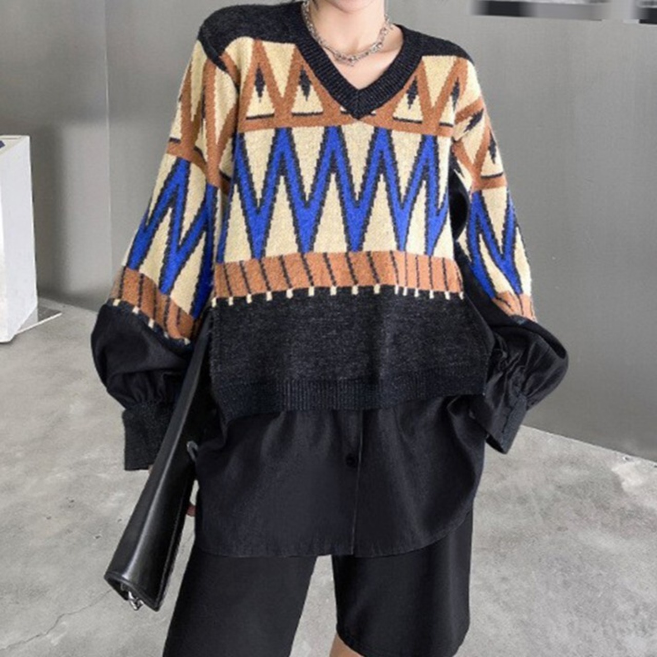 Patchwork Denim Knitting Sweater / パッチワーク デニム ニット セーター