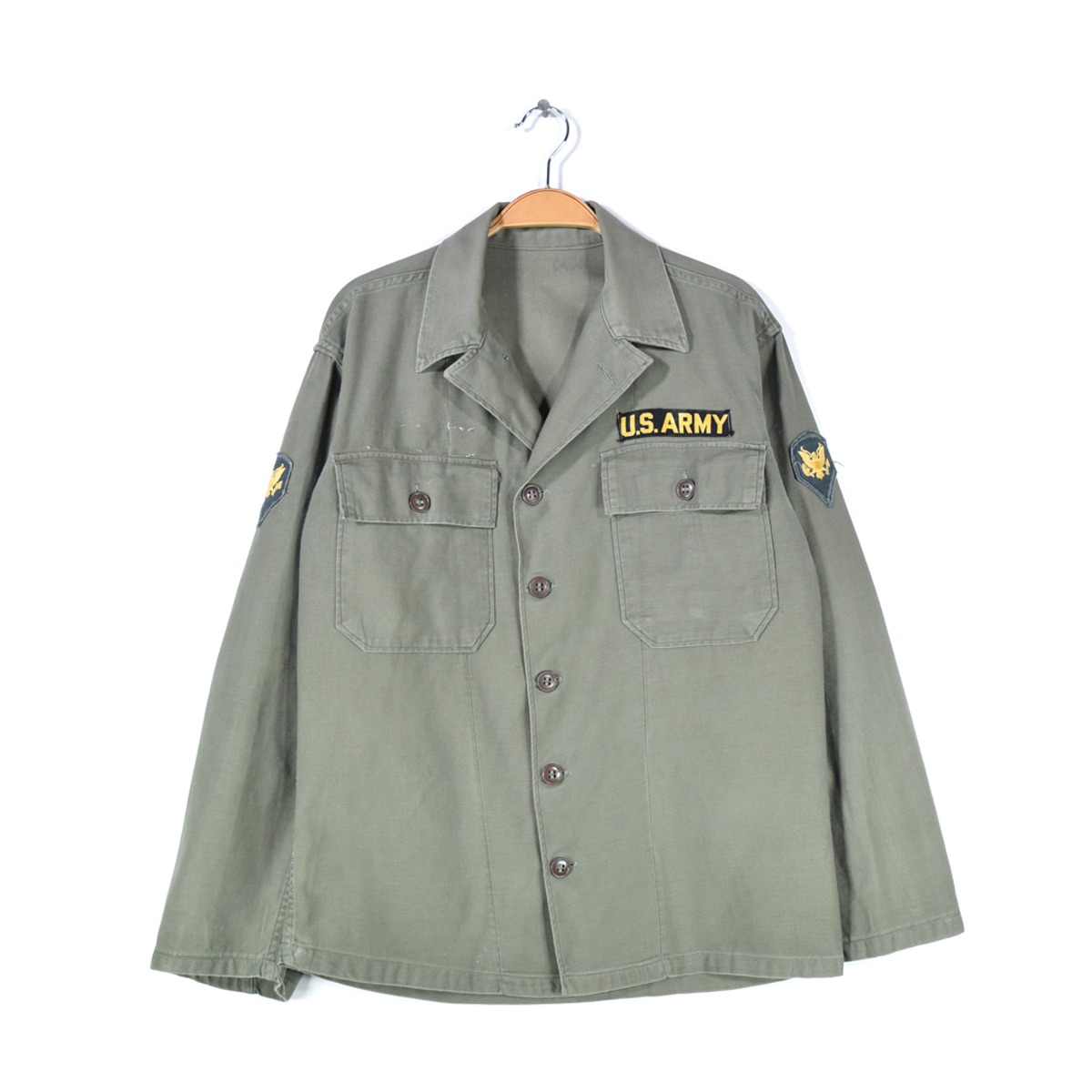50s 米軍 ユーティリティーシャツ コットンサテン OG107 筒袖 1st 