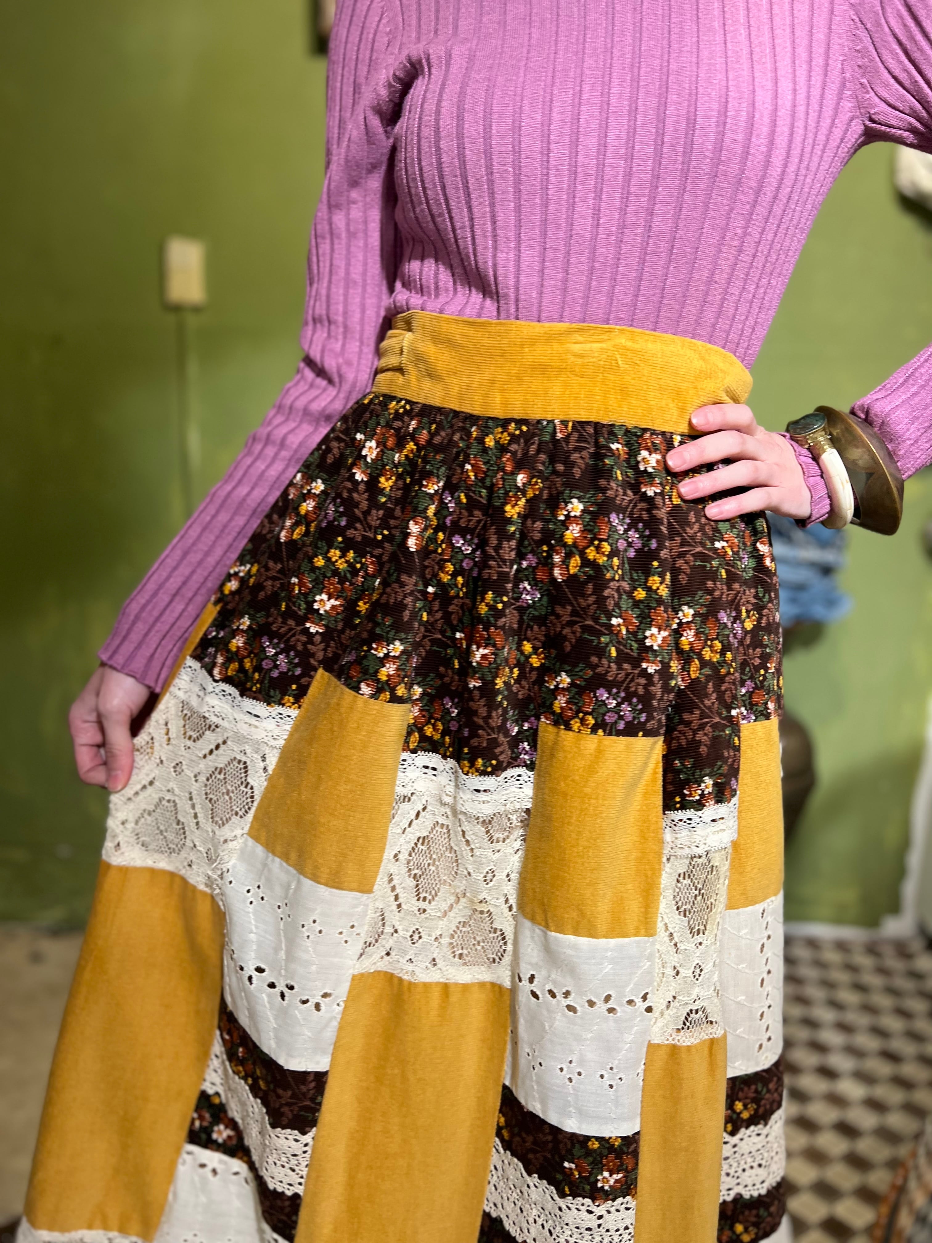 vintage lace patchwork スカート