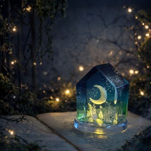 忘れられた庭に三日月が降りてきて夜にはあたりをほのかに照らす