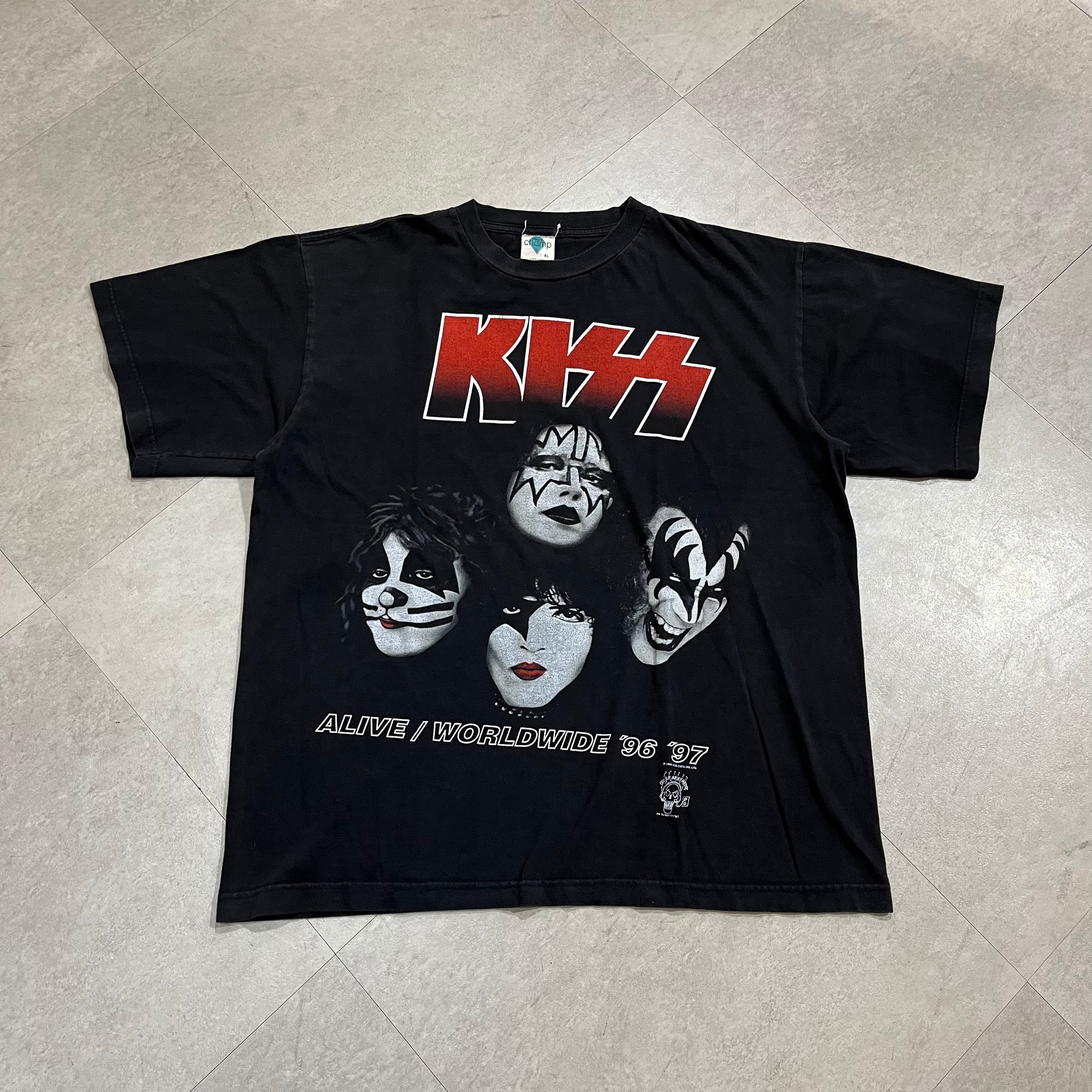 90年代 size : XL【 KISS 】キス バンドTシャツ バンT 両面プリント 黒 