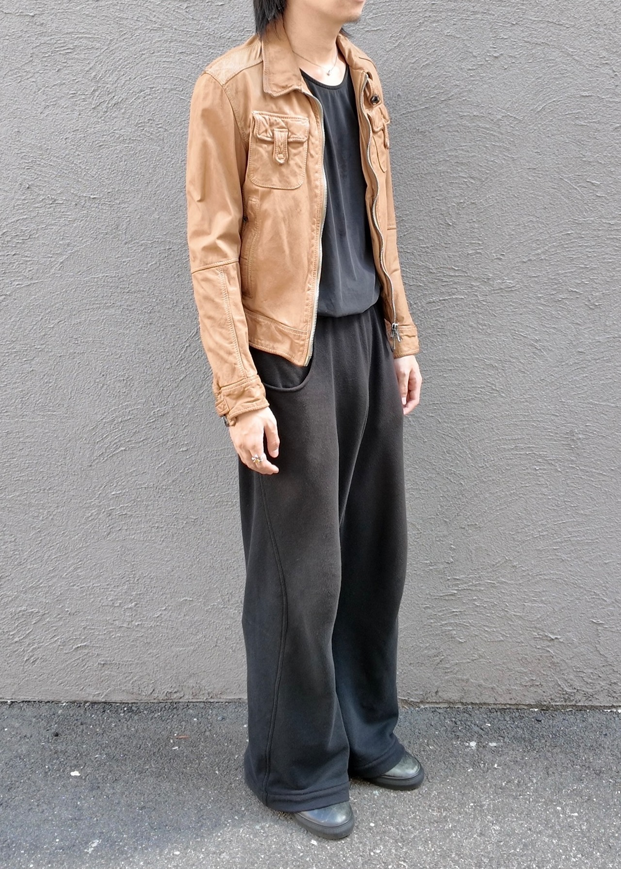 【COMPAGNIA】coloring leather jacket