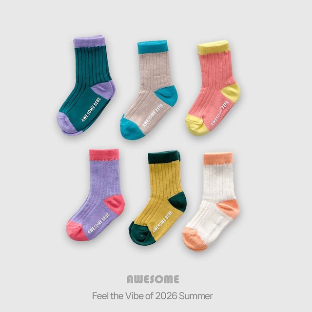 【取寄】awesome bebe｜pastel socks set｜パステルソックスセット｜2-5｜kids&junior｜26 summer