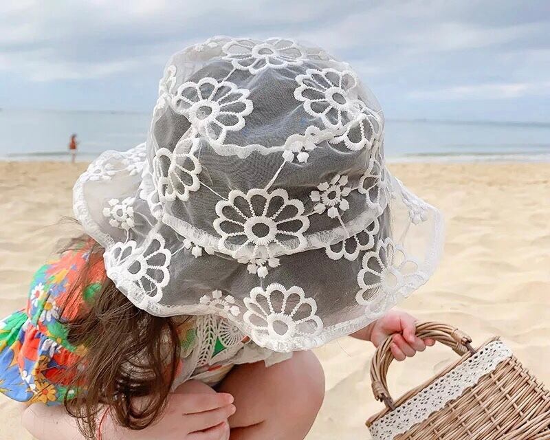 レースバケット / ハット / 帽子 / 花柄 / 女の子 / ワンサイズ(〜8才)