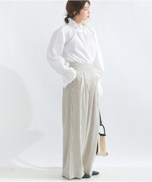 sun083 リラックスタックストライプパンツ white