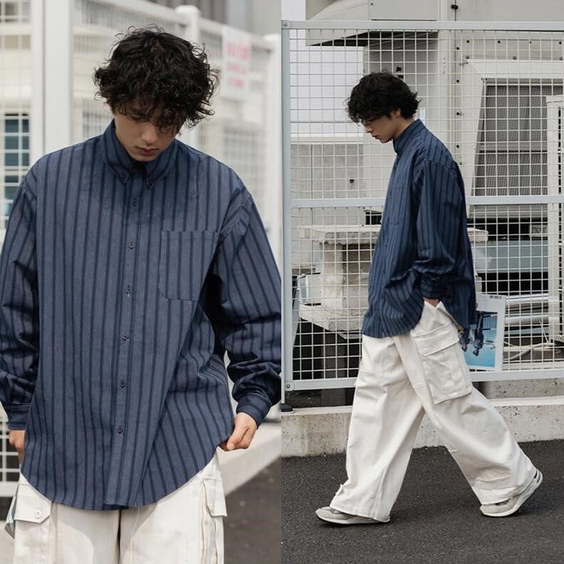 NOEARSこなれ感満点のストライプ柄シャツ