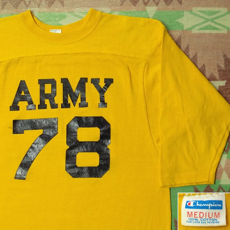 70s Champion U.S.ARMY WEST POINT 78 Print Football T-Shirt（M