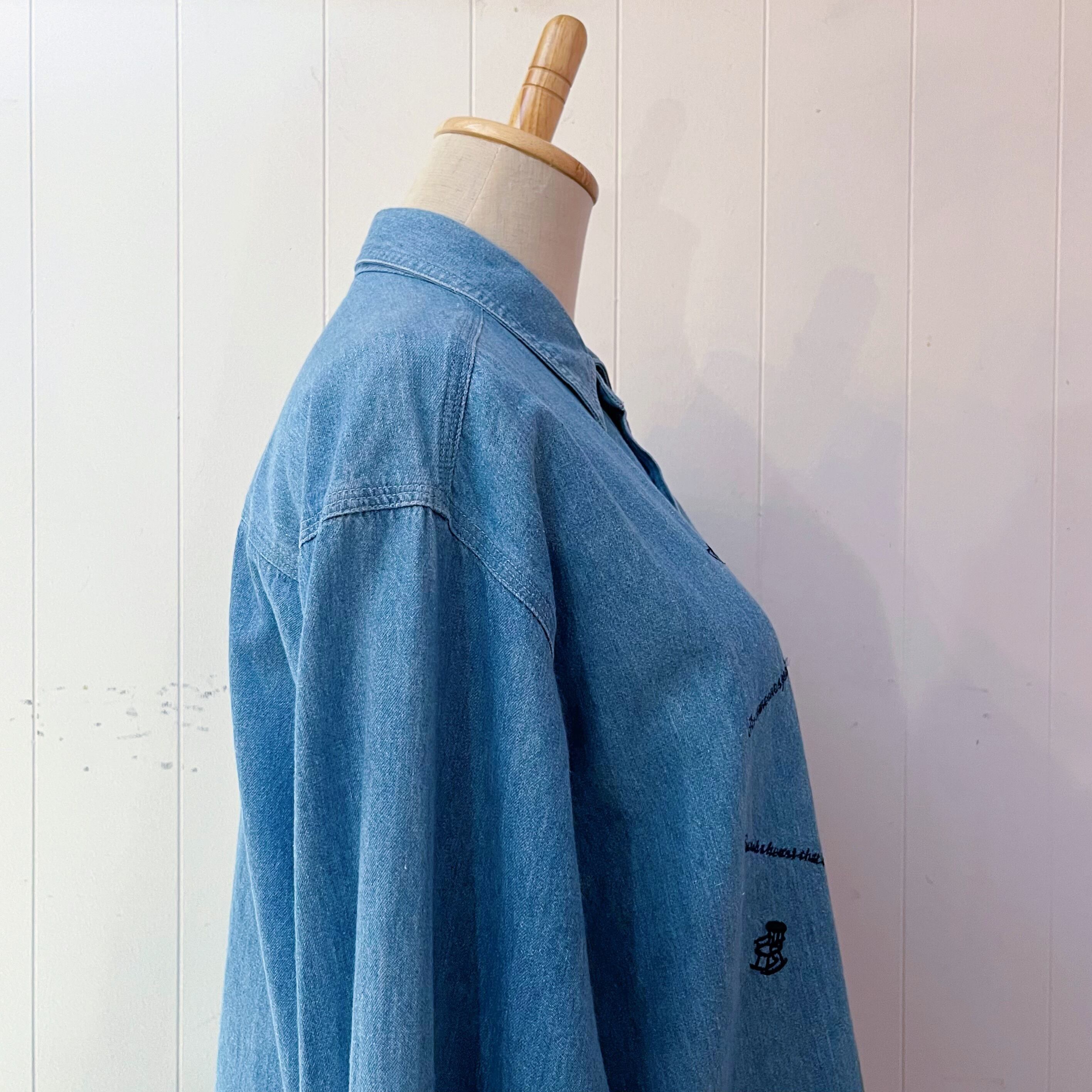 mini icon embroidery denim shirt