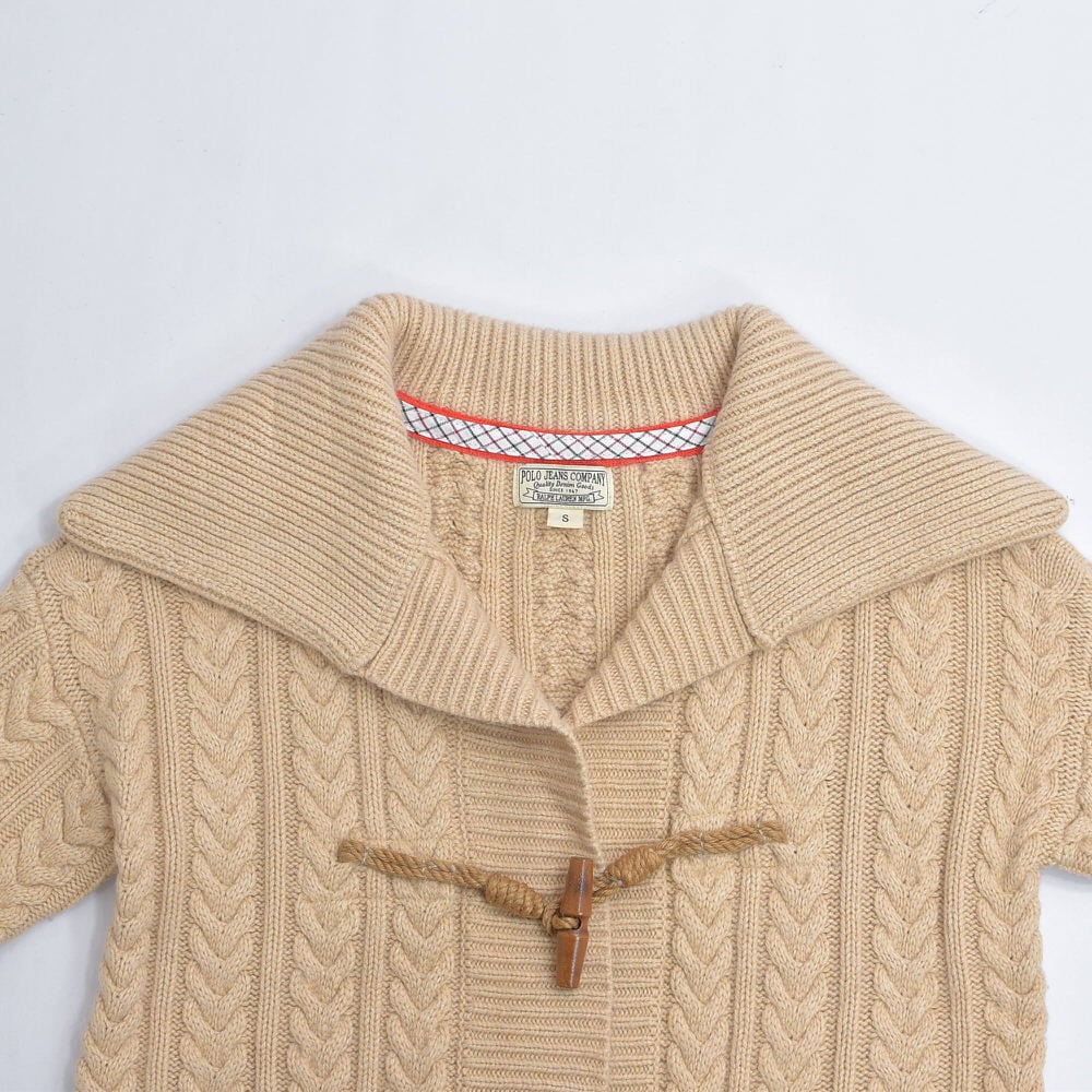 ラルフローレン　ニットコート　カーディガン ベージュ　Mサイズ 90s～ POLO JEANS COMPANY ニット コート アウター カーディガン