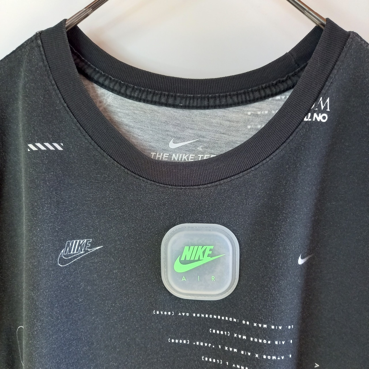 ナイキ　クルーネック　Tシャツ　総柄　オーバーサイズ　スウッシュ　黒　XL