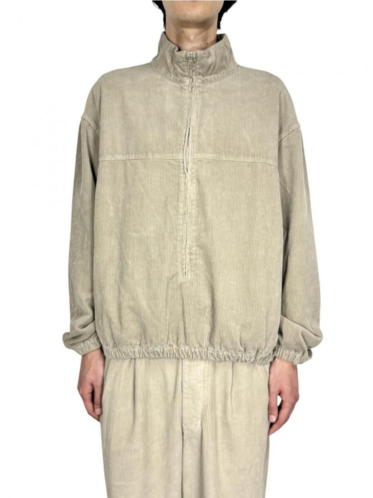 【concause】hi neck corduroy shirt