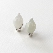 人気！再入荷 翡翠マーキス イヤリング ホワイト（直結タイプ）A貨翡翠 	jd_mm1023
