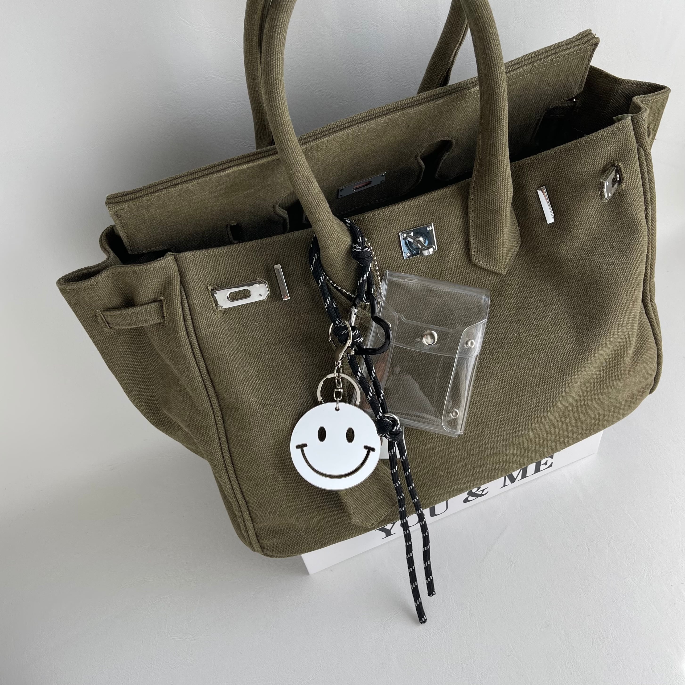 ショルダーバッグ KANAGU MINI BAG wz Smile Plate charm 予約販売】KANAGU Army BAG / mirror smile & mini case charm | meong