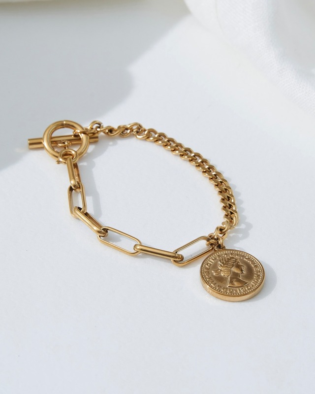316L  ( サージカルステンレス )  coin bangle【gold】#b15
