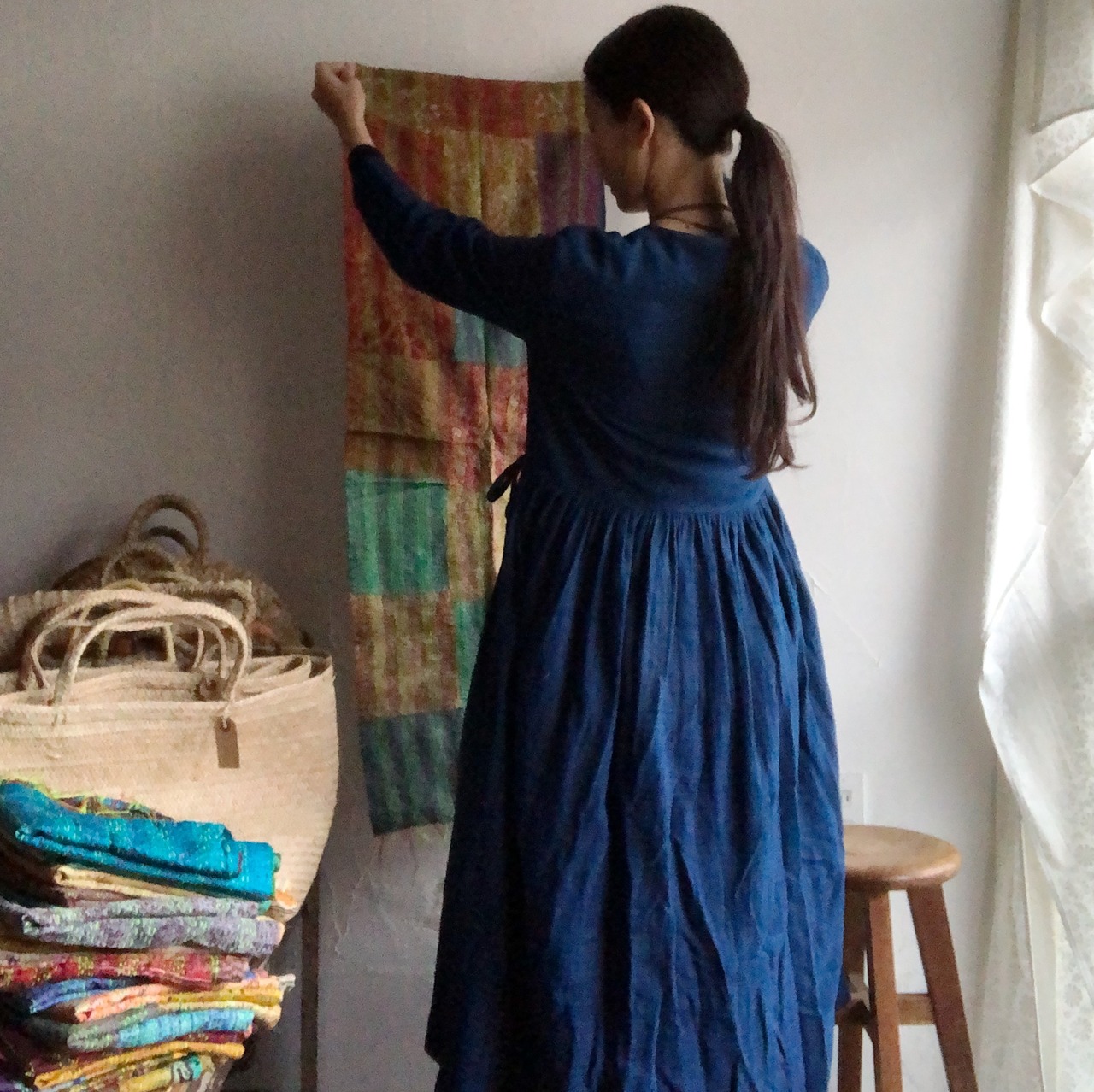 リサイクルサリーのカンタショール パッチワーク小02 インドの手仕事布 Mulaセレクト