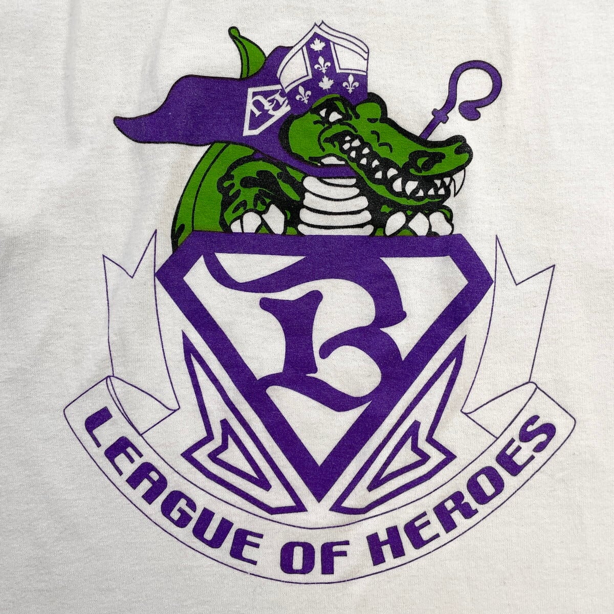 90~00年代 LEAGUE OF HEROES ワニ ゲームプリント リンガーTシャツ