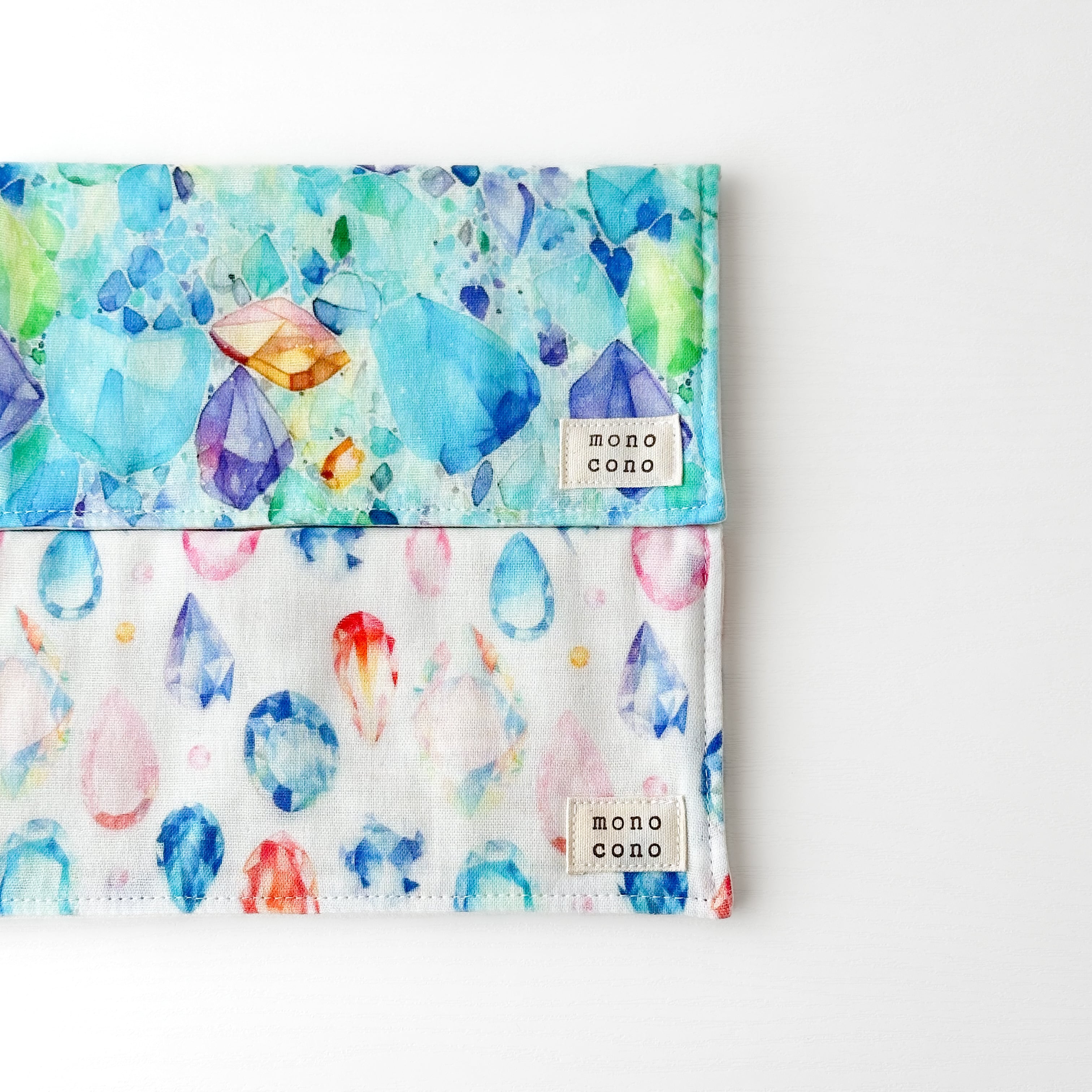 『 石あつめ 』名入れ・ループ可|国産ガーゼ+オーガニックコットン|6重ガーゼハンカチ|天然石|プチギフト|ユニーク