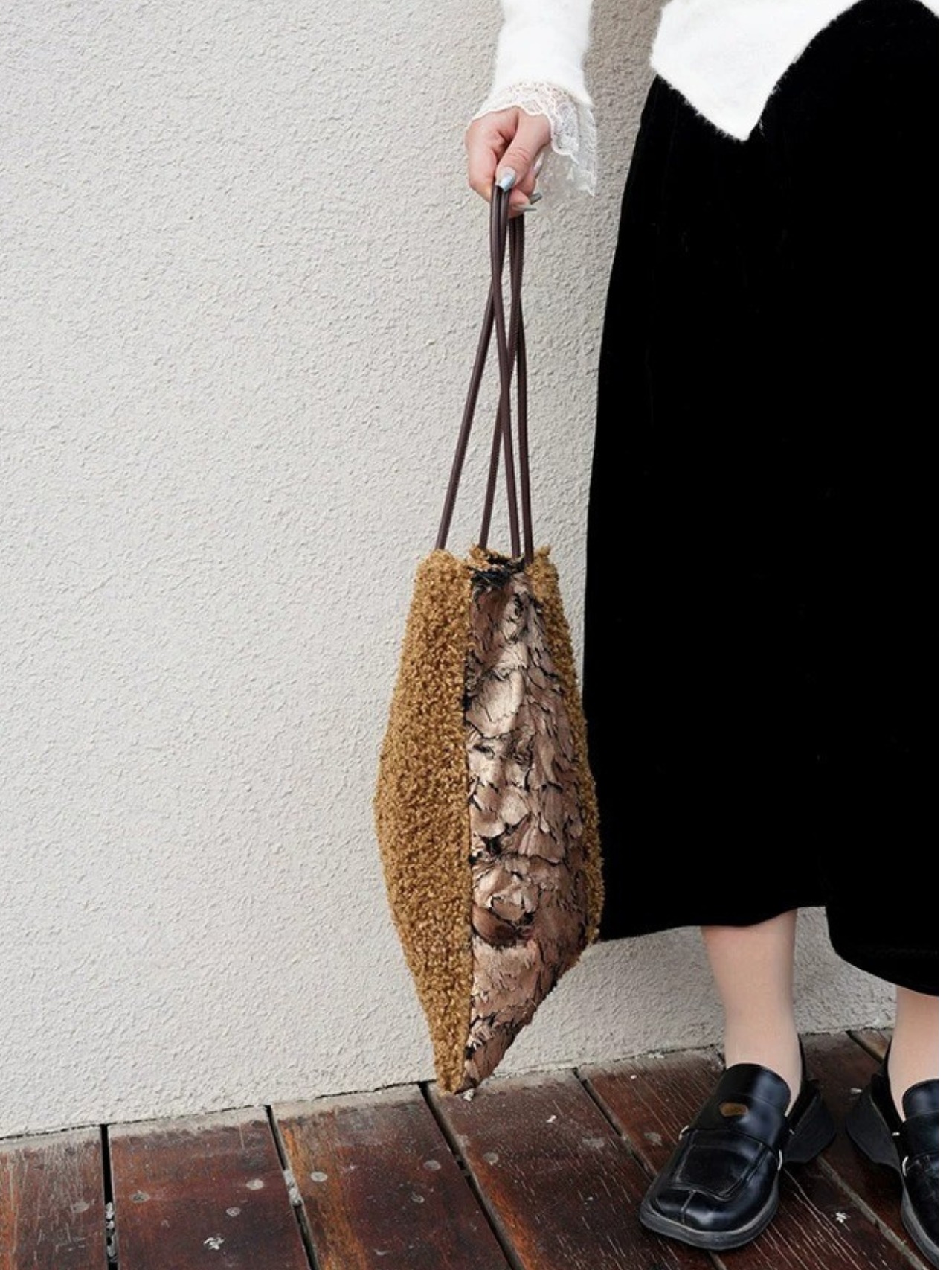 Craquelé Fur Mix Boa Bag F0835