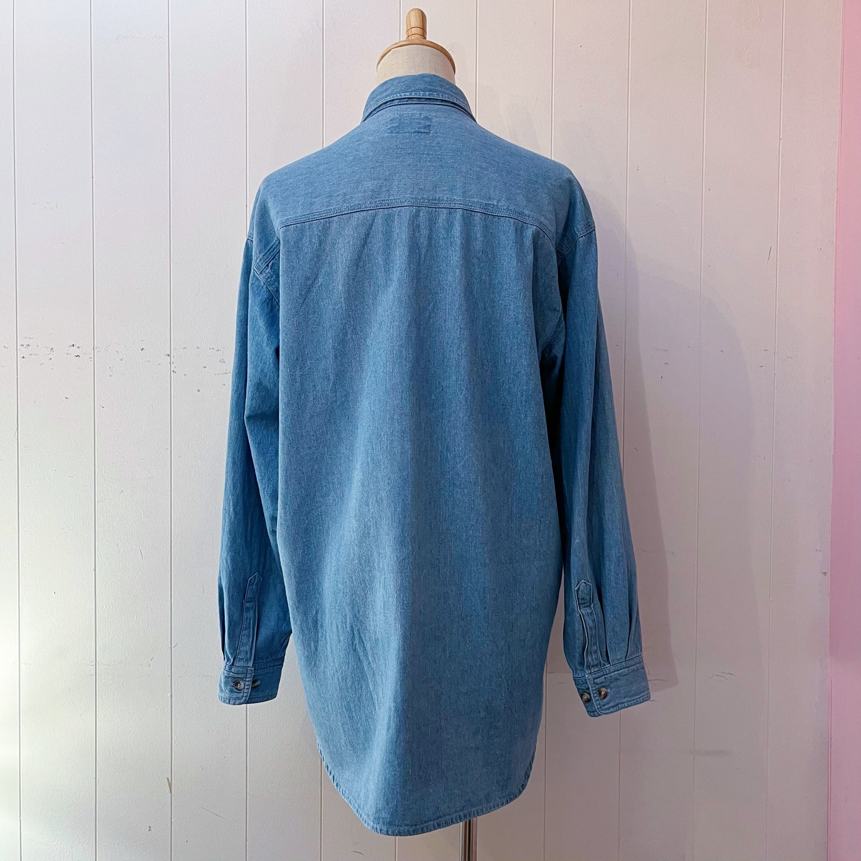 mini icon embroidery denim shirt
