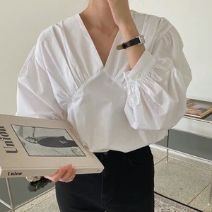 Vネックパフスリーブブラウス　 A0278