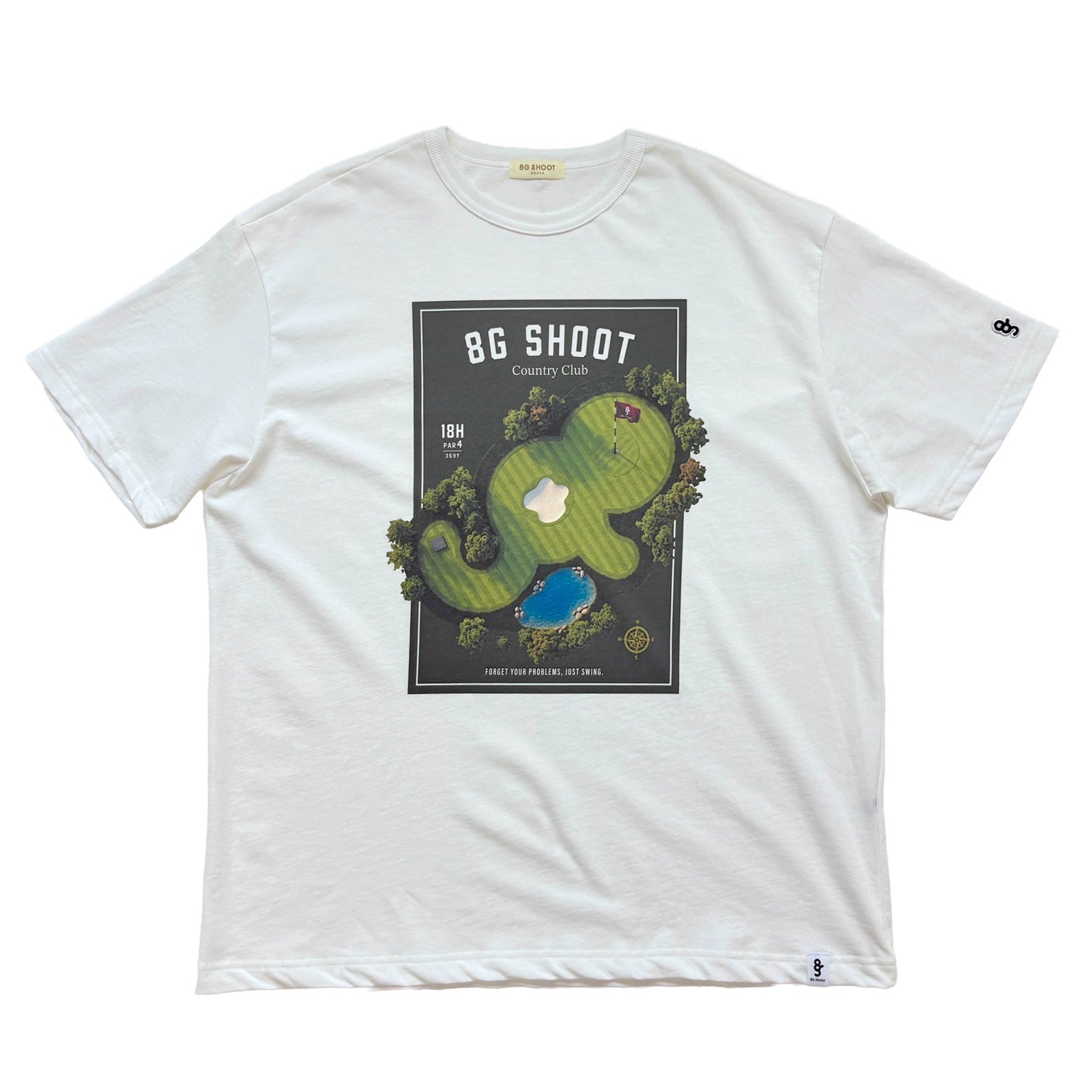 8G COTTON 100% PRINT TEE "golf course" -WHITE-