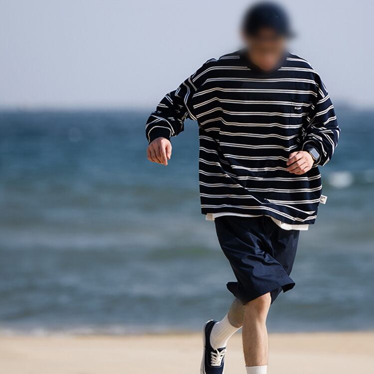 ★STRIPED ROUND NECK SHIRT　　17185