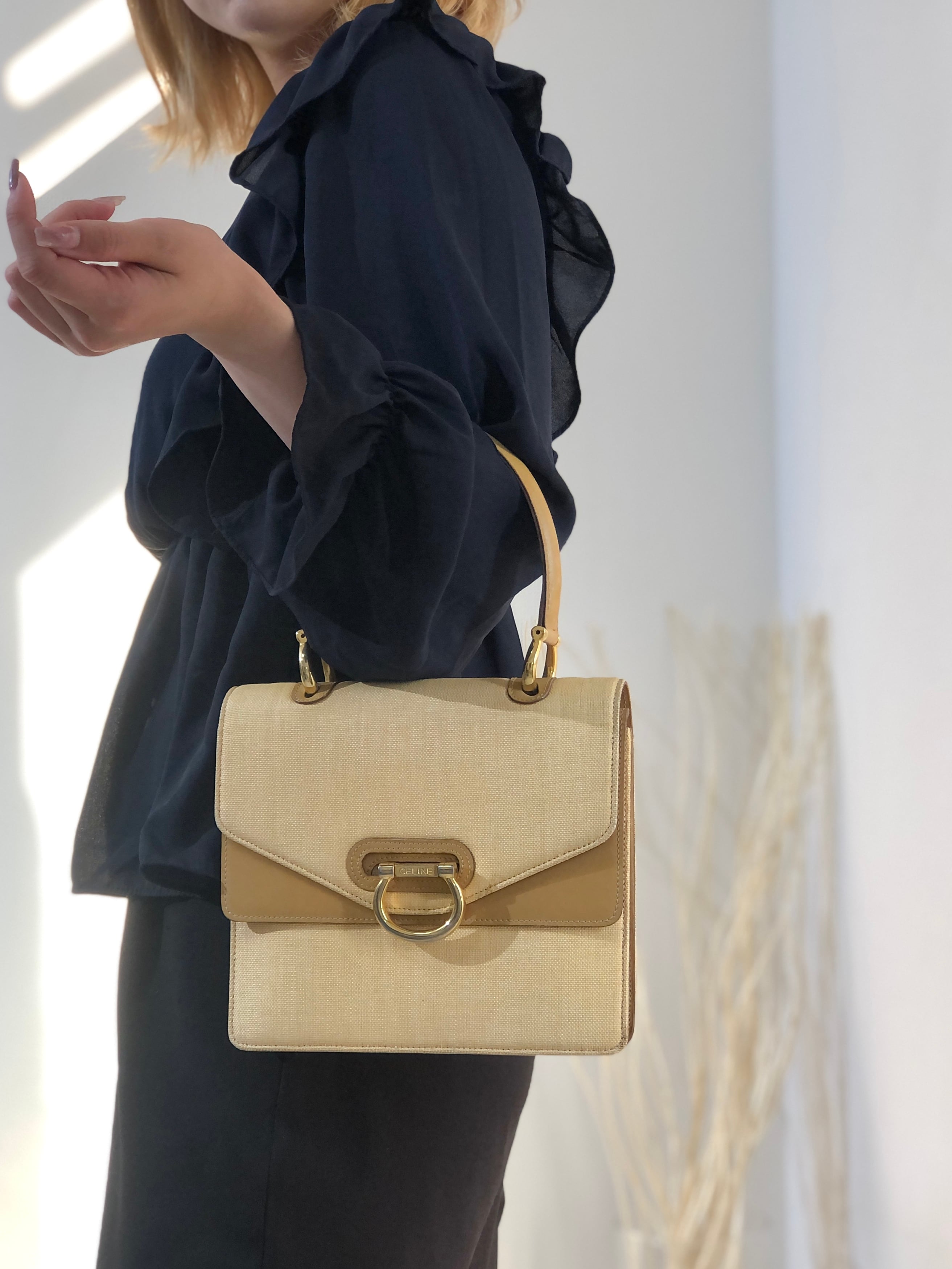 CELINE セリーヌ ホースビット ラフィア レザー ダブルフラップ CELINE セリーヌ ホースビット ラフィア レザー ダブルフラップ