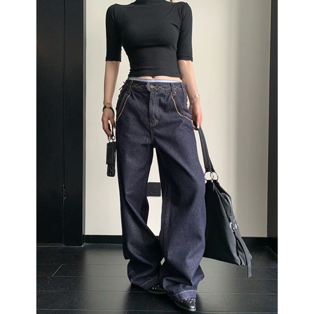 lace-up design denim　レースアップデザインデニム　J2147