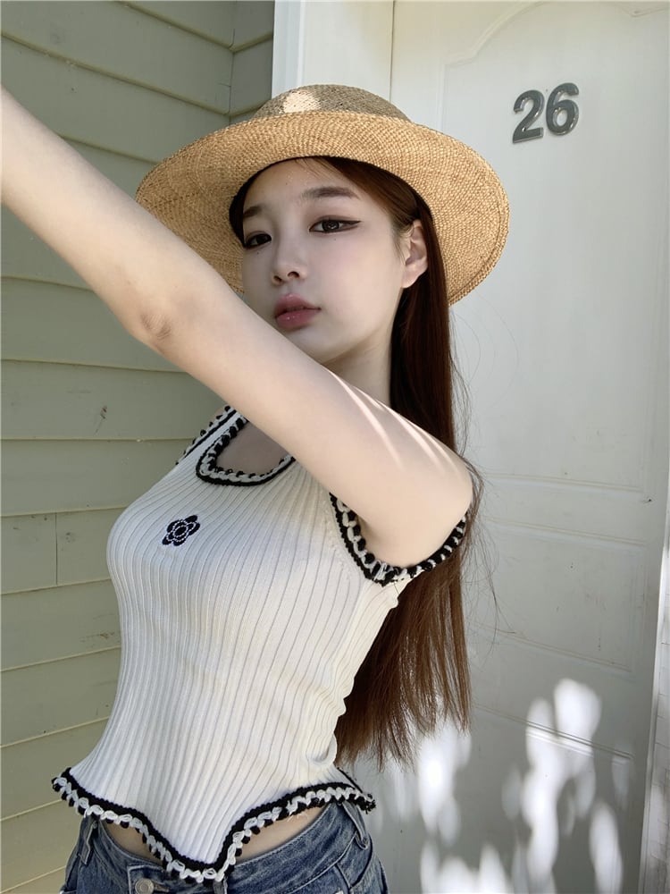 トップス キャミソール 白トップス ミニ丈 ショート丈 袖なし