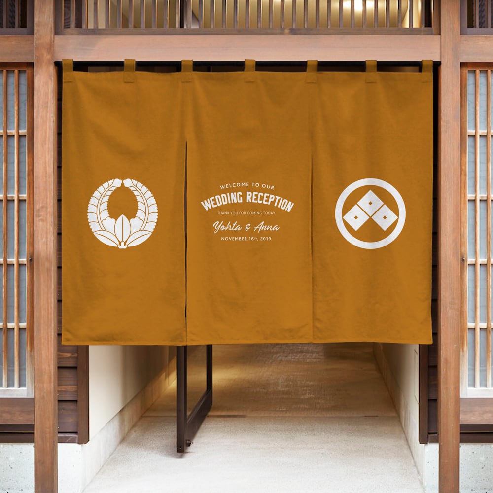 ウェルカムのれん 【 家紋 】 Sサイズ color:マスタード