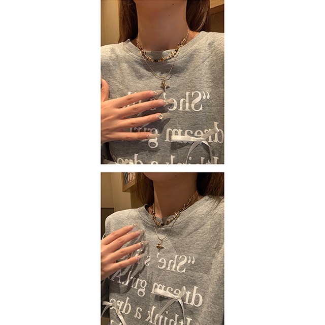 tianレトロの金色四芒星ネックレス