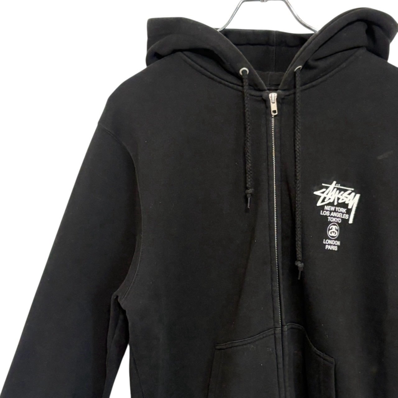 Old Stussy ジップアップパーカー バックロゴ刺繍 stussy ステューシー ジップパーカー M バックロゴ プリント ワールド