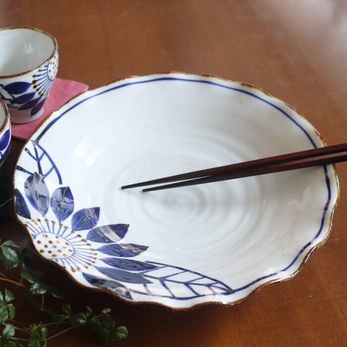 波佐見焼 翔芳窯 8寸波皿 Hasami-yaki Deformed plate 26cm #016 | 和
