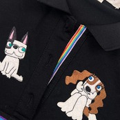 M・U SPORTS エムユースポーツ キャラデザイン 長袖 ポロシャツ 40/ブラック レディース