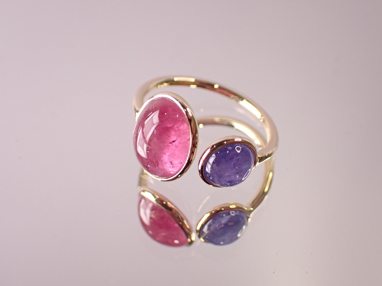 K14 ピンクトルマリン・タンザナイトリング　[D2-201]