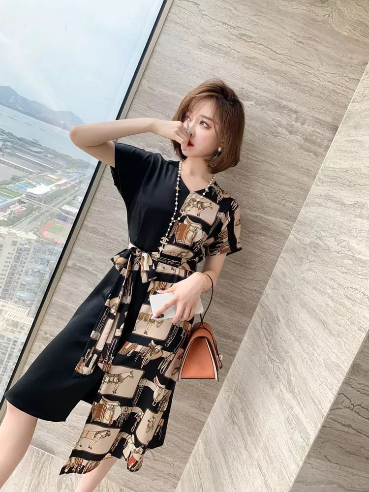 馬柄アシンメトリーデザインワンピース | GLITTER  