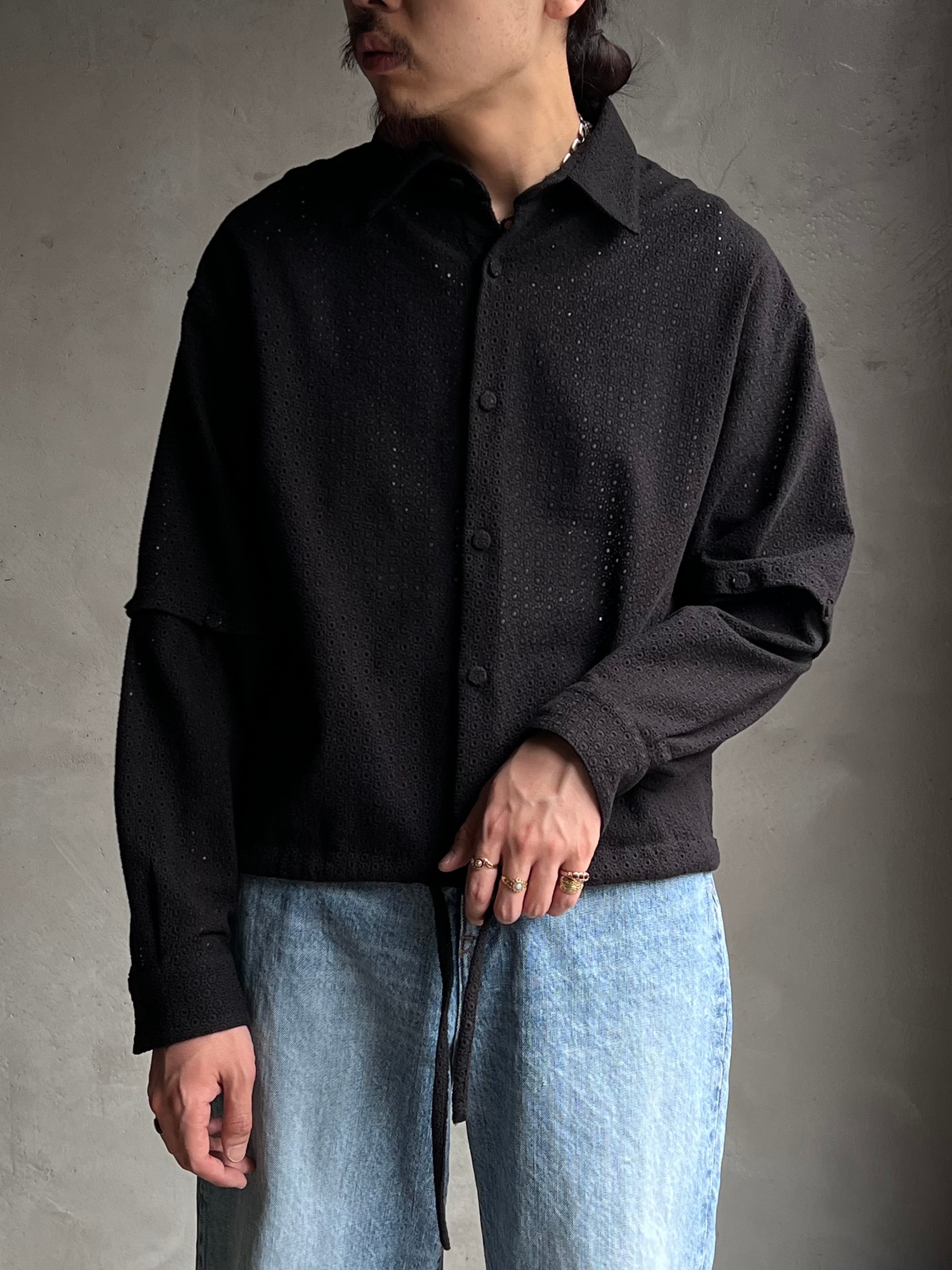 GEN IZAWA / 2way lace shirt (black) | TUNAGI JAPAN
