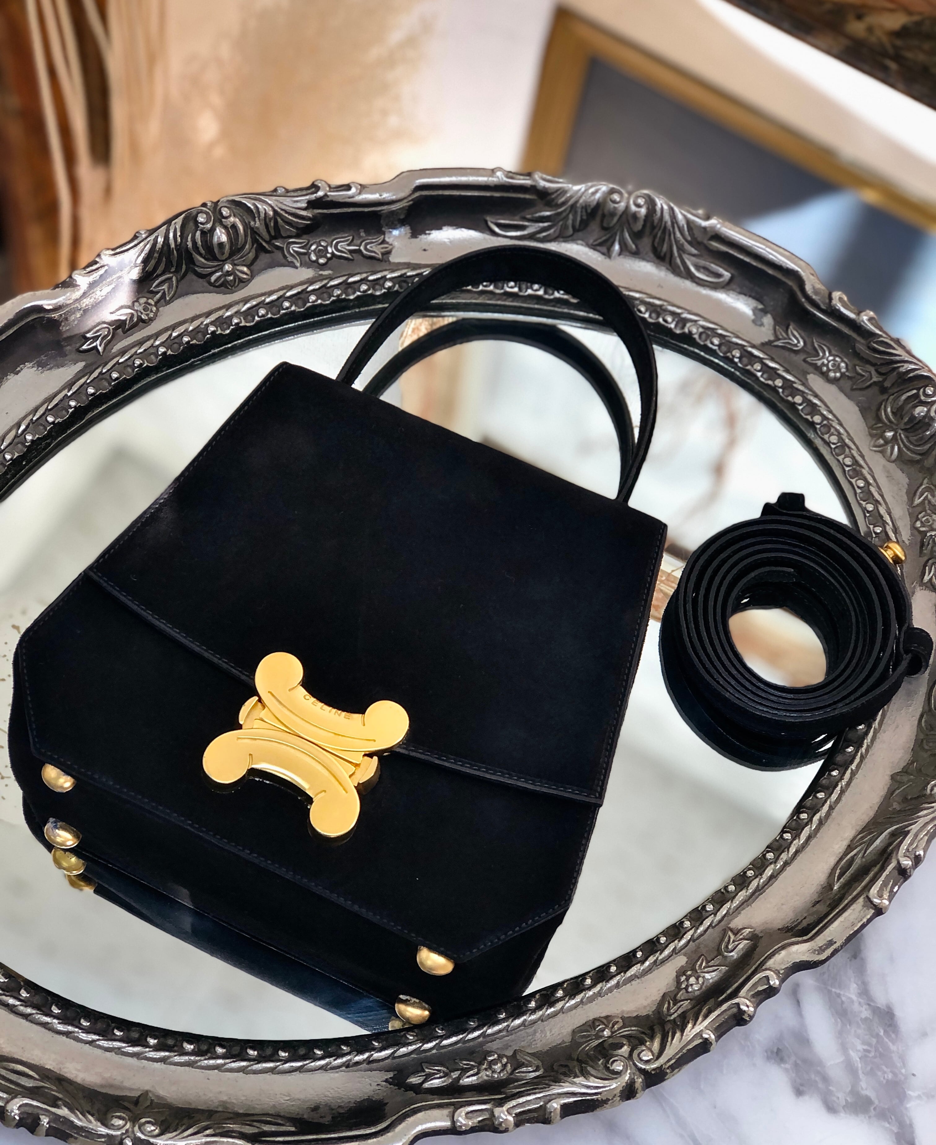 CELINE セリーヌ トリオンフ チャーム レザー 2way ショルダーバッグ