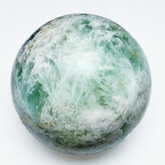 2.9Kg エンジェルフェザー フローライト 丸玉 125mm一点物 161-856