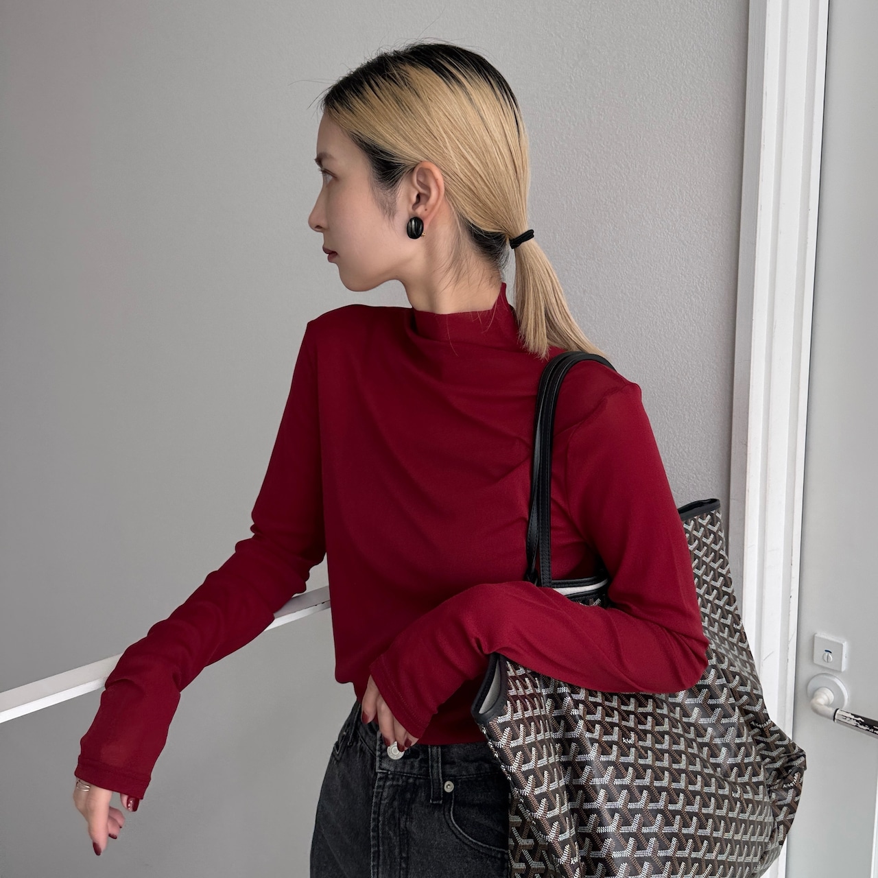 メッシュシアーボトルネックPO/レッド
