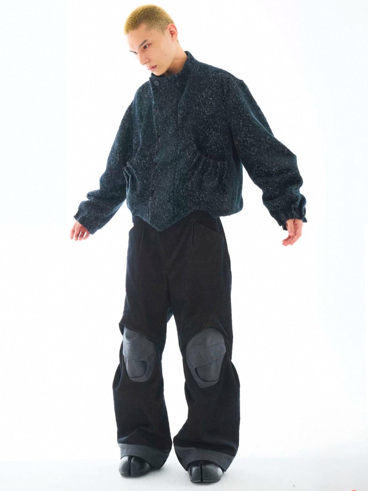 54A0 Boxy Pleated Jacquard Jacket